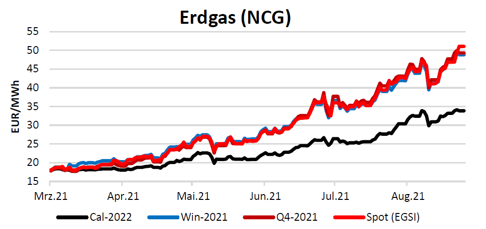 Erdgaspreise am 02.09.2021