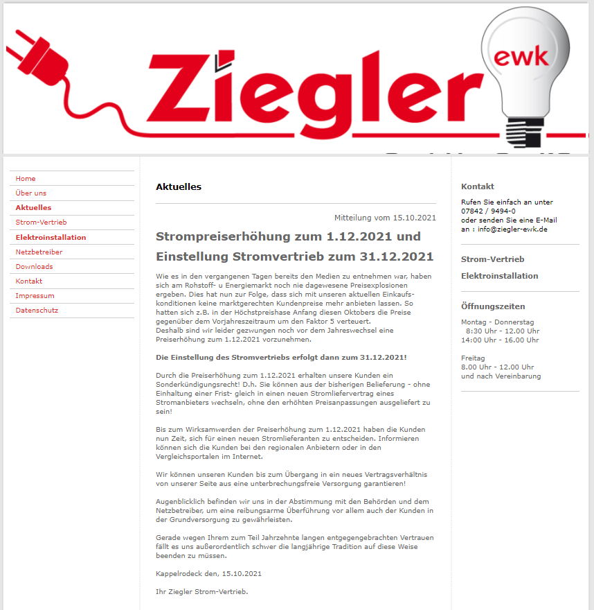 Erster Grundversorger in Deutschland beendet Stromvertrieb
